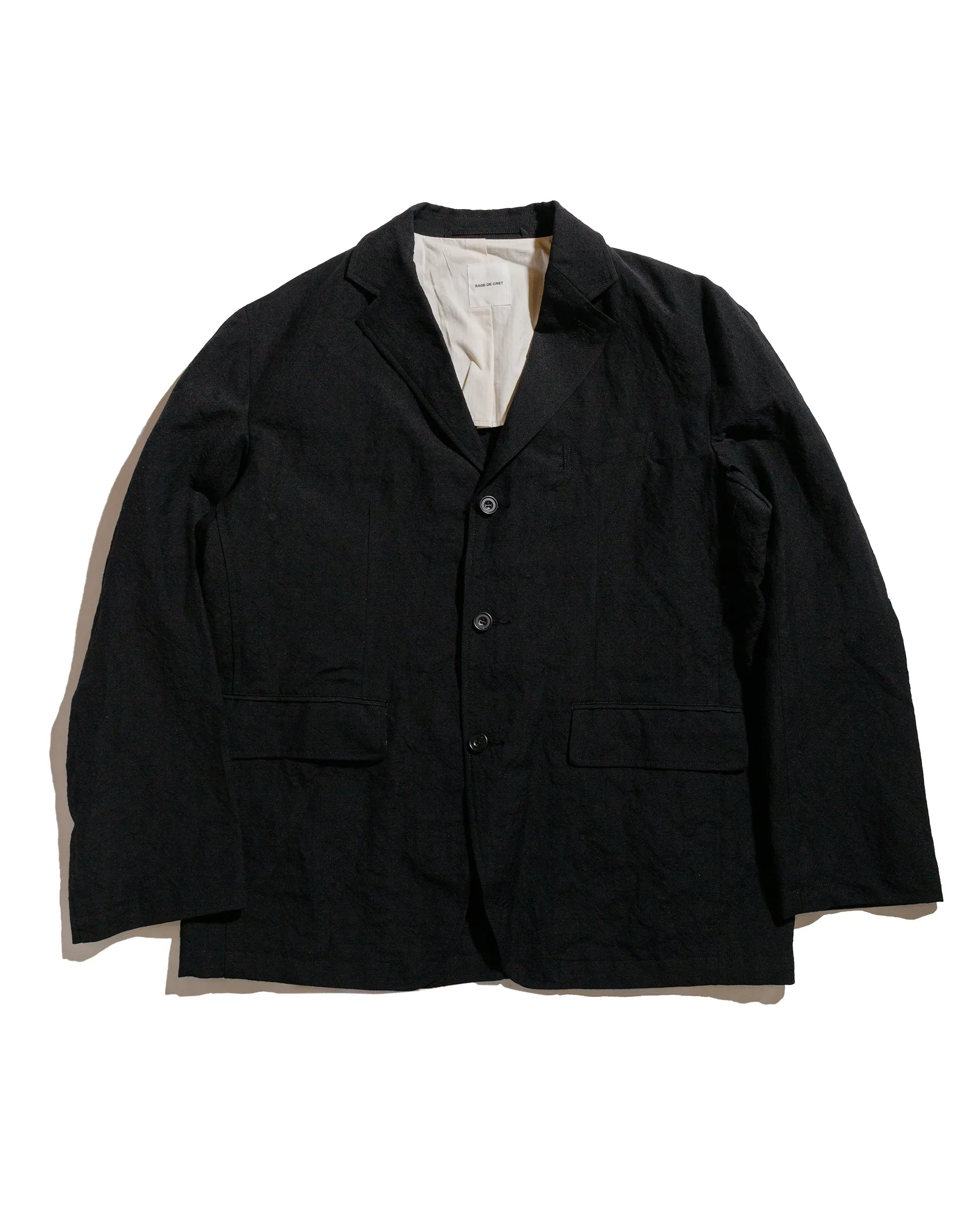Sage de Cret Wool/Linen Tumbler Three Button Tailored Jacket Black