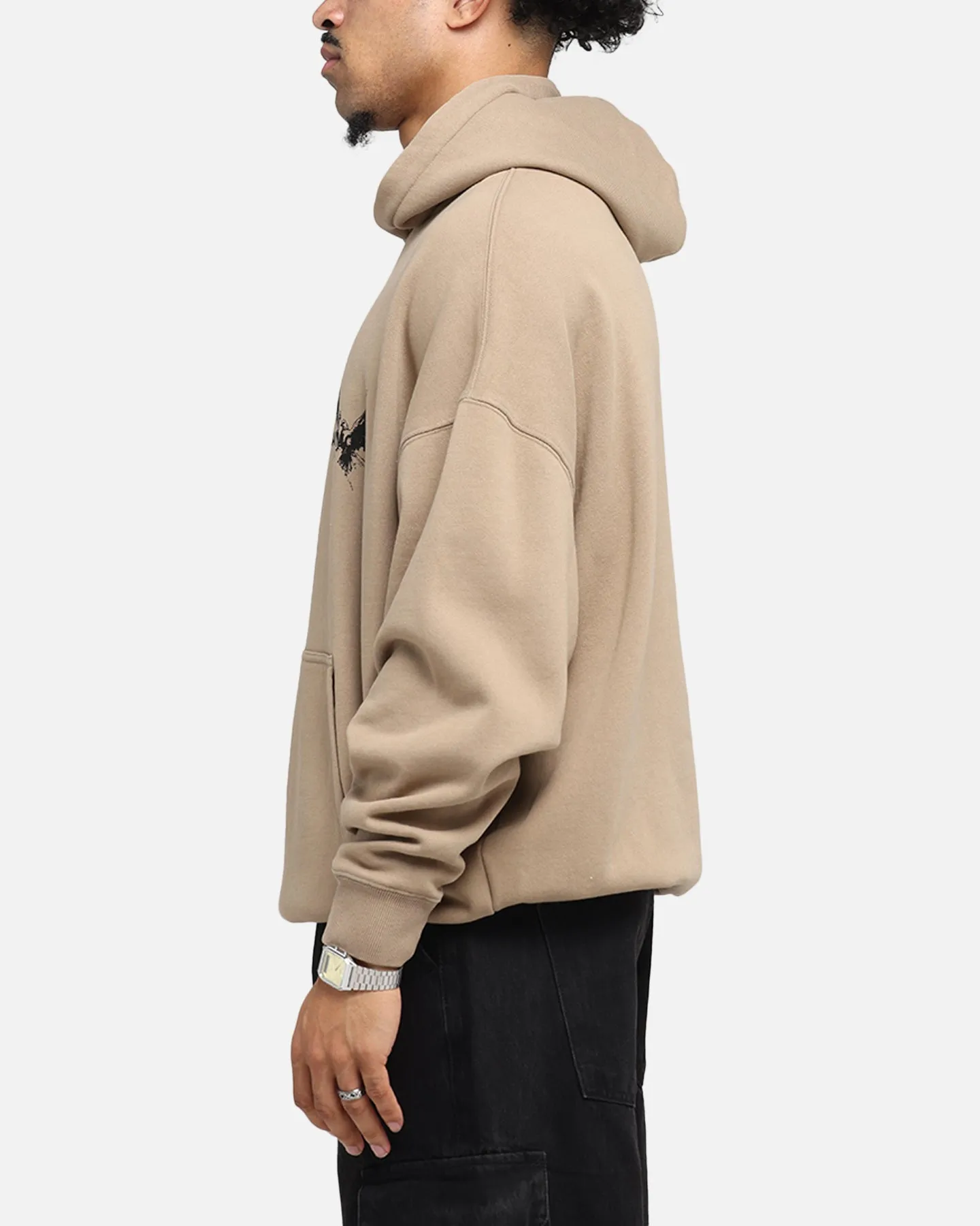 Saint Morta Black Doves Boxy Hoodie Tan