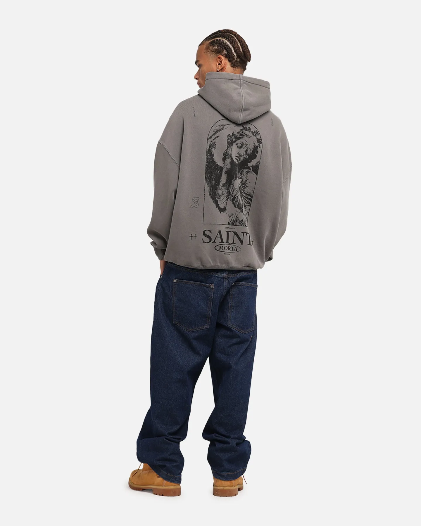 Saint Morta Lost Souls Boxy Hoodie Washed Charcoal