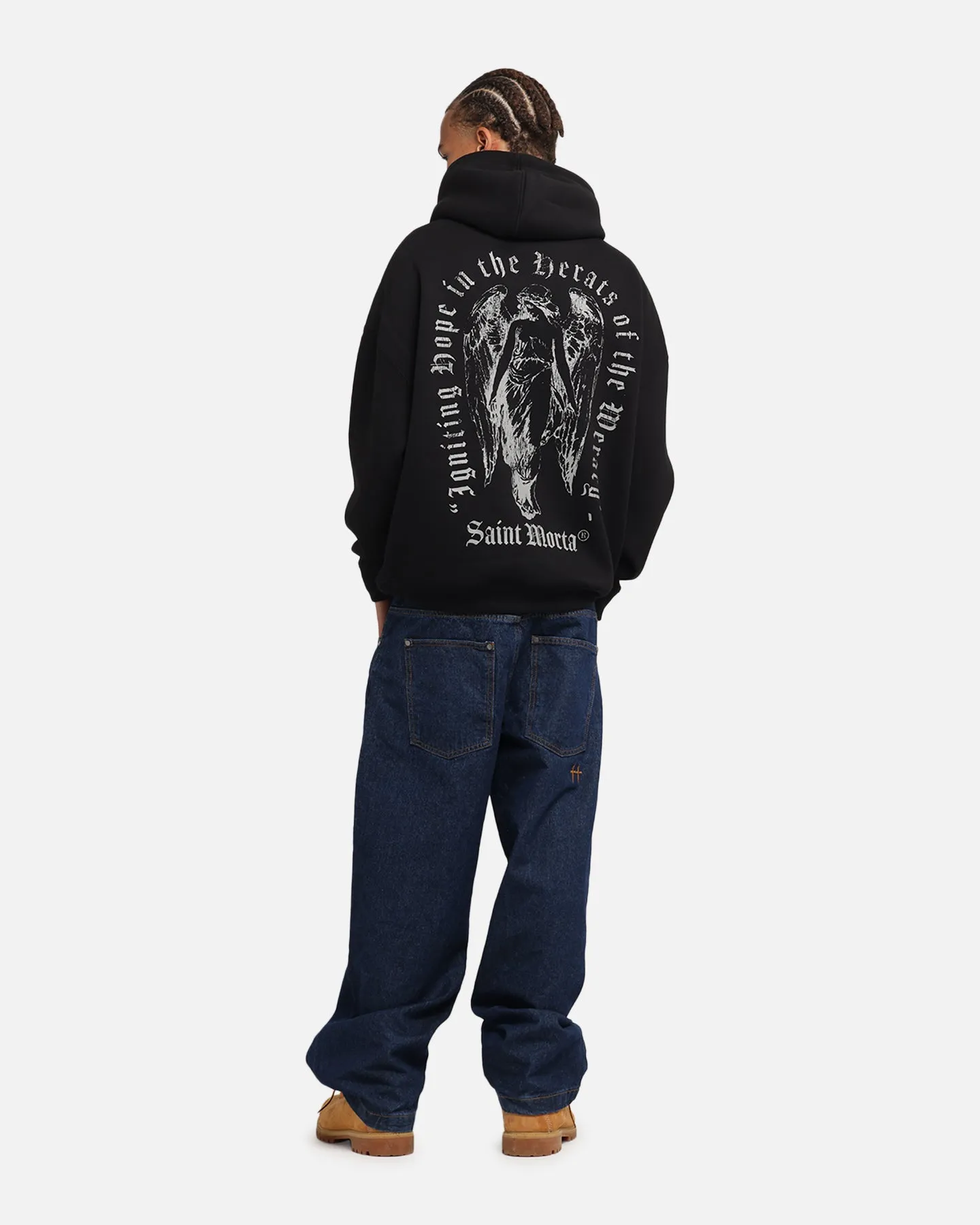 Saint Morta Weiry Hearts Boxy Hoodie Black