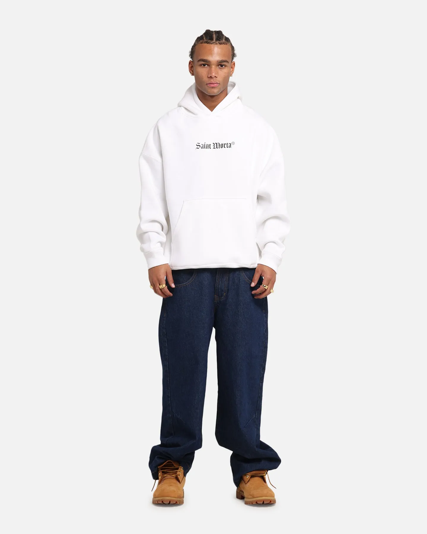Saint Morta Weiry Hearts Boxy Hoodie White