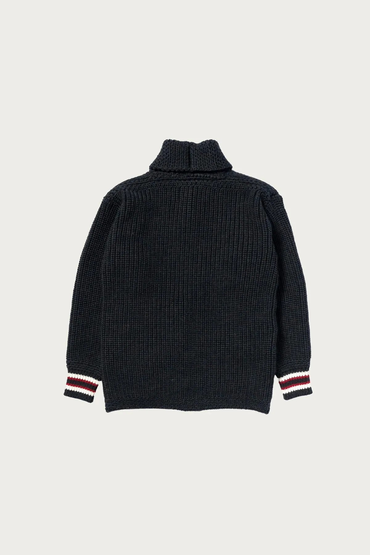 Striped Shawl Collar Cardigan - Charcoal