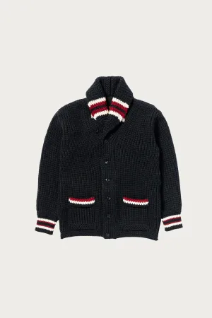 Striped Shawl Collar Cardigan - Charcoal