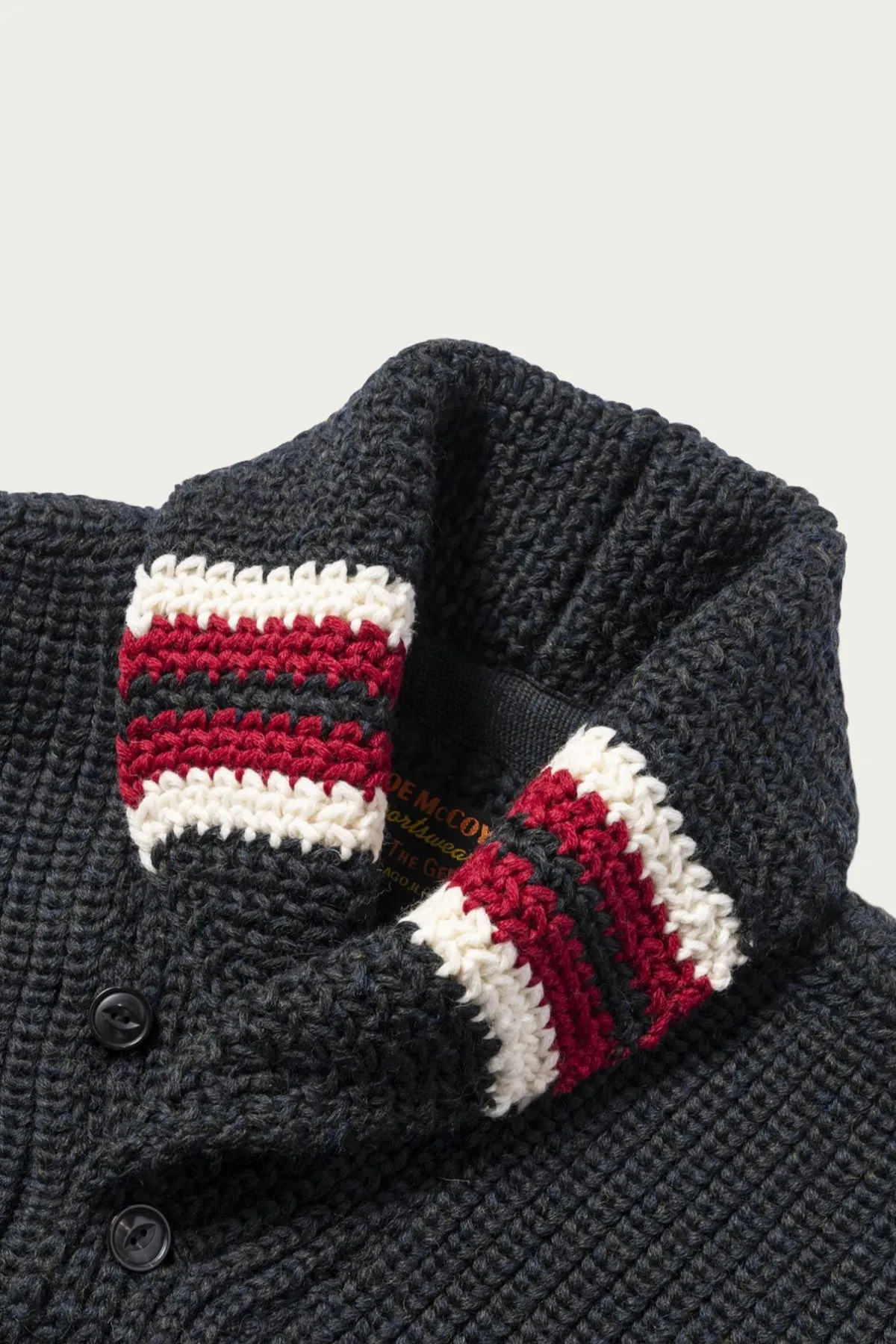 Striped Shawl Collar Cardigan - Charcoal