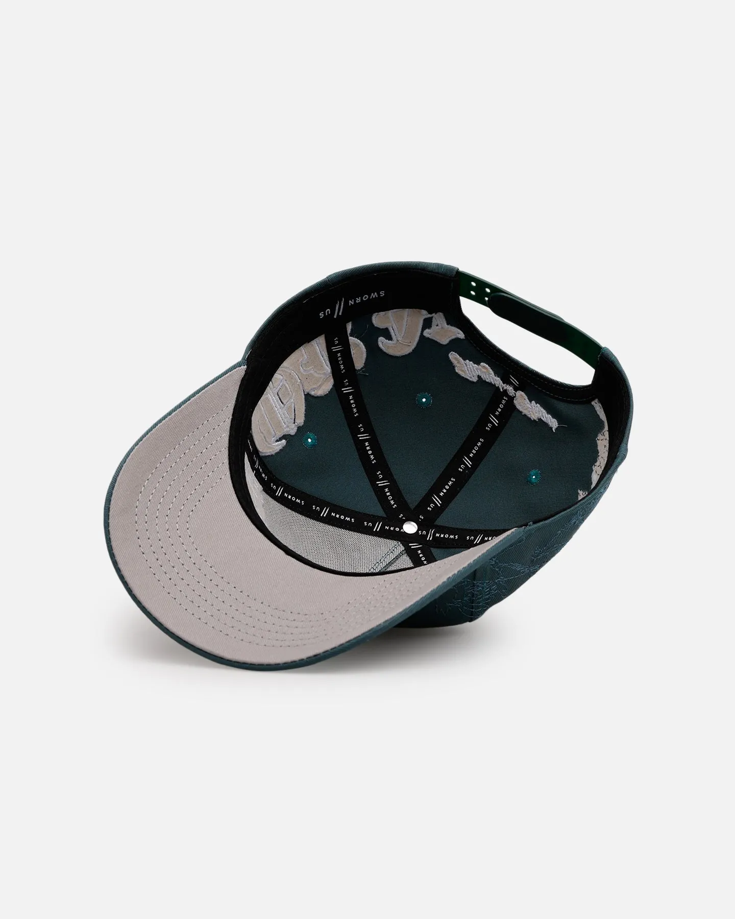 Sworn To Us Outlined Poetry Snapback Dark Teal