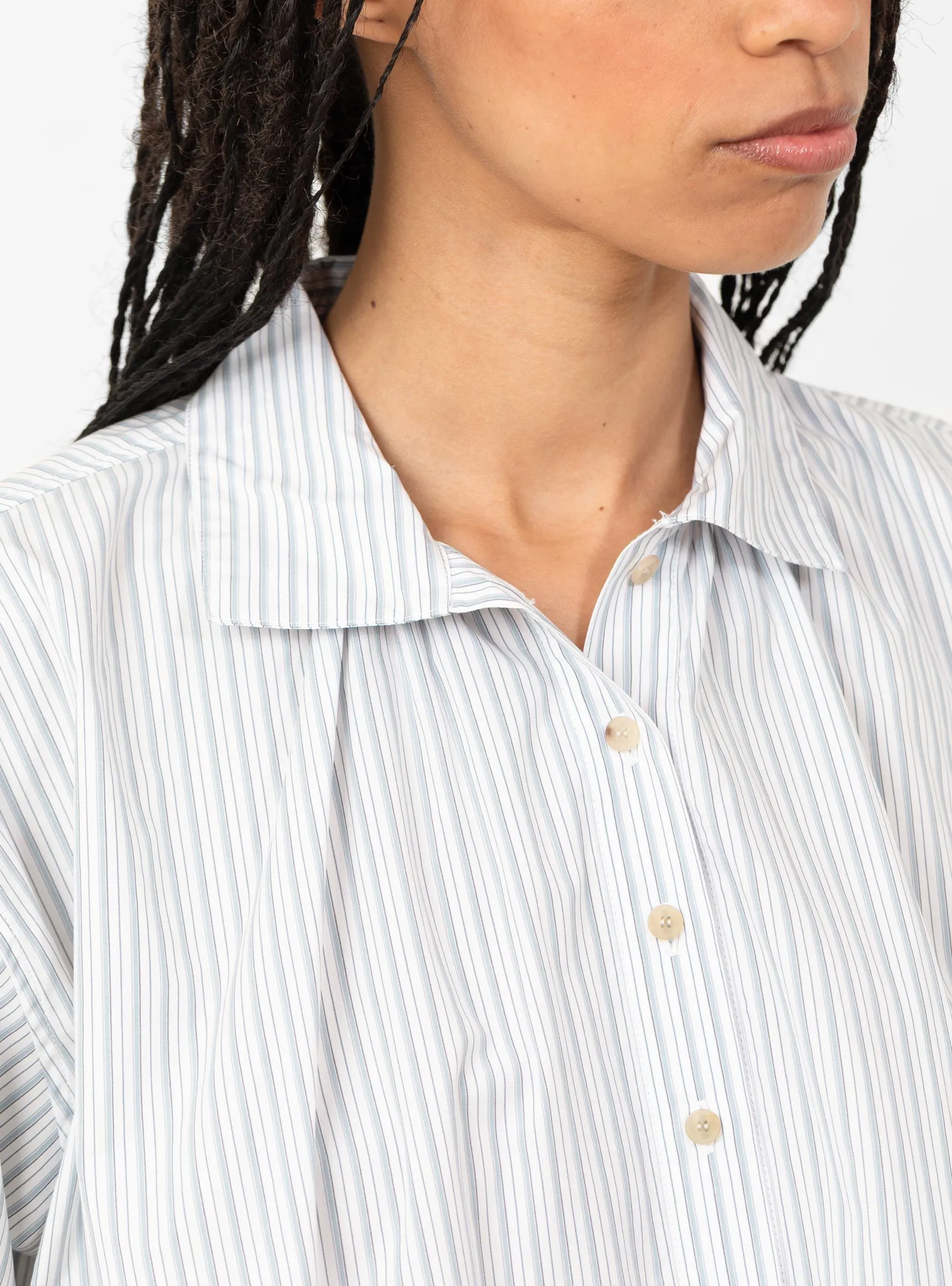 Tulip Blouse Robin's Egg Stripe