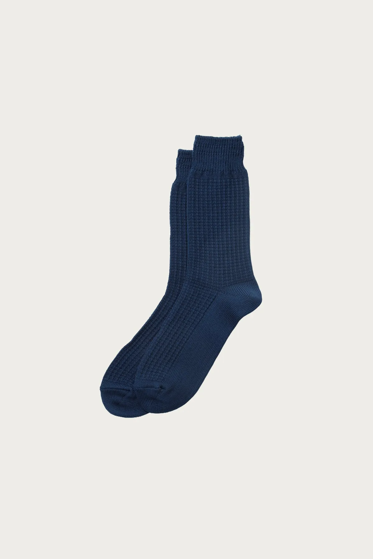 Waffle Crew Socks - Dull Blue