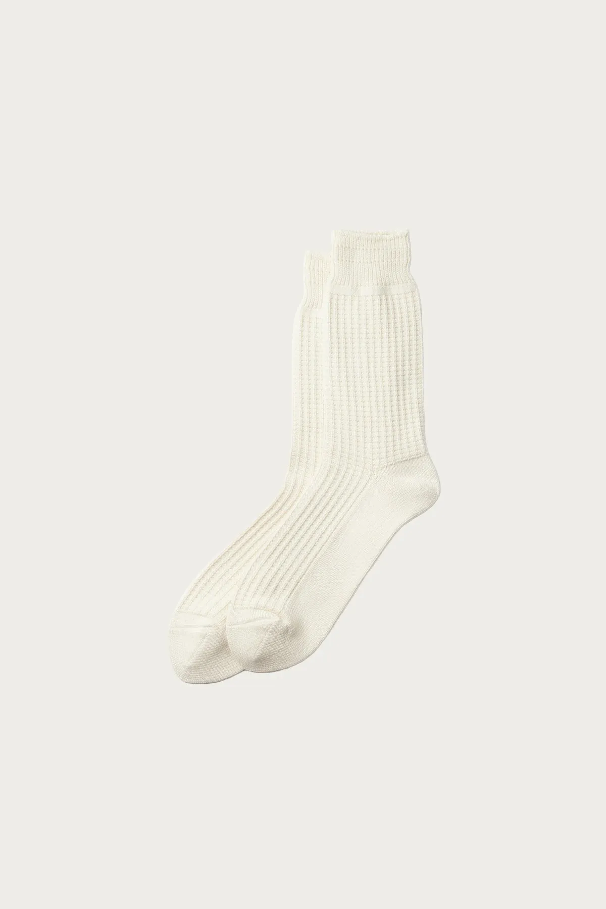 Waffle Crew Socks - Raw White