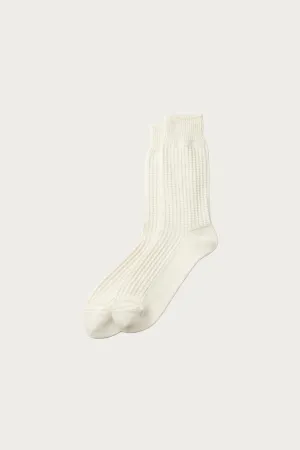 Waffle Crew Socks - Raw White