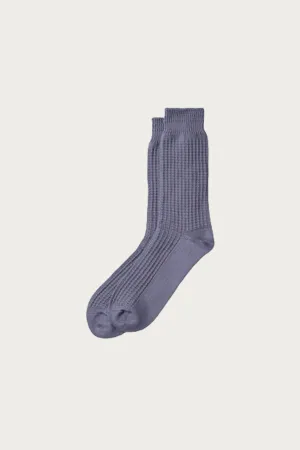 Waffle Crew Socks - Steel Blue