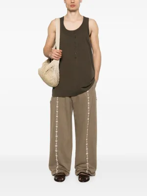 ZIGGY CHEN - Men Layered Jersey Henley Neck Tank Top