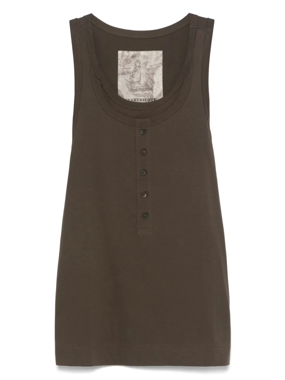 ZIGGY CHEN - Men Layered Jersey Henley Neck Tank Top