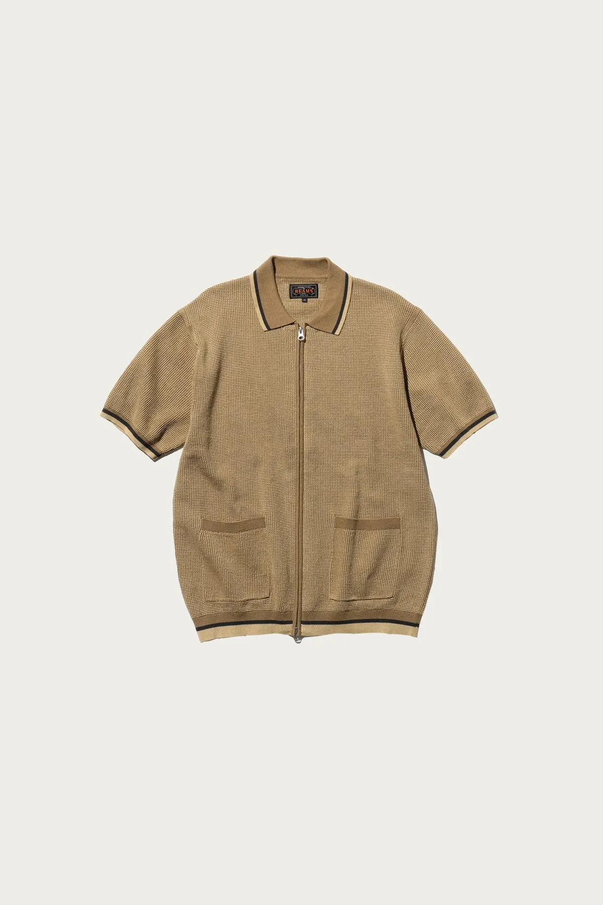 Zip Knit Polo - Beige