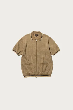 Zip Knit Polo - Beige